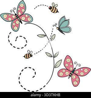 Gros plan d'une abeille de miel – pollinisation et concept de faune sauvage Illustration de Vecteur