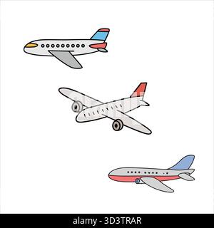 Trois avions volant dans le ciel, concept de voyage, illustration vectorielle. Illustration de Vecteur