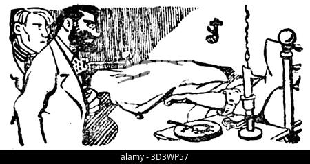 Illustration tirée du livre polonais de 1924 'Zby tygrysa' de Maurice Leblanc, page 289, artiste anonyme. Banque D'Images