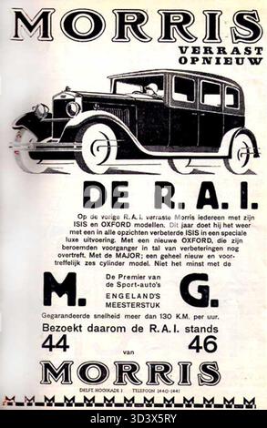 En 1931, Morris automobile Factory de Delft a présenté une MG 18/80 Mark I au 21e salon de l'auto RAI, marquant l'une des premières apparitions d'une voiture MG aux pays-Bas. La voiture, une berline grise 4 portes portant le numéro de châssis 6614, a été vendue plus tard à H.F. Foster en mai 1931. Banque D'Images