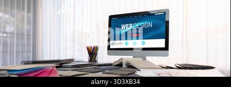 Le logiciel de conception de site Web fournit un modèle rapide pour les affaires de détail en ligne et le commerce électronique Banque D'Images