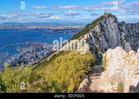 Vue imprenable depuis le Rocher de Gibraltar, Royaume-Uni Banque D'Images