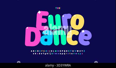 Colorful Children font logo Alphabet typographie de ballon ludique, Bubble Lettering arrondi pour Kids zone Play Room Title Text, Kids Birthday, ABC Illustration de Vecteur