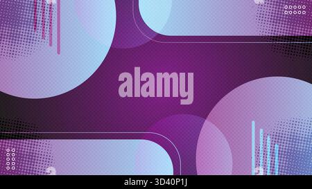 Arrière-plan abstrait avec des cercles dégradés, des lignes et des textures demi-teintes sur un fond violet éclatant. Illustration vectorielle Illustration de Vecteur