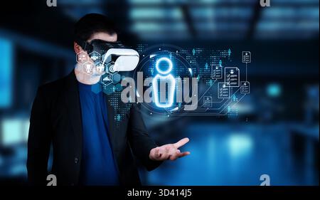 Explorez le rôle innovant de la réalité virtuelle dans le recrutement, en présentant une approche futuriste de la gestion des ressources humaines et de l'embauche d'emplois dans un Banque D'Images