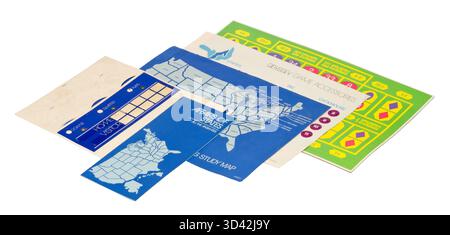 1972 plateaux de jeux pour Magnavox Odyssey, toute première console de jeux vidéo Banque D'Images