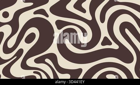 Abstrait brun et beige Groovy Wavy Pattern fond rétro style.illustration vectorielle Illustration de Vecteur