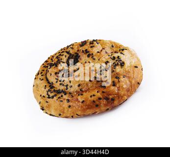Nourriture, pain torsadé frais avec graines de sésame Banque D'Images
