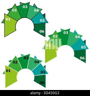 Diagramme de secteur infographique. Graphique de données de présentation. Vecteur de segments verts. Elément de visualisation numéroté. SPE 10. Illustration de Vecteur