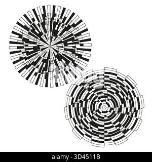 Elément d'éclatement radial. Calques circulaires concentriques. Explosion noir blanc. Illustration abstraite vectorielle. SPE 10. Illustration de Vecteur