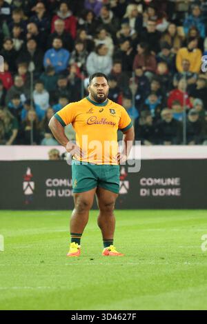 Udine, Italie. 08/11/2025, Udine, Bluenergy Stadium, QUILTER NATIONS SERIES semaine 2 : Italie vs Australie, Taniela Tupou (Wallabies's Tighthead prop #3) crédit : Just Pictures GmbH/Alamy Live News Banque D'Images
