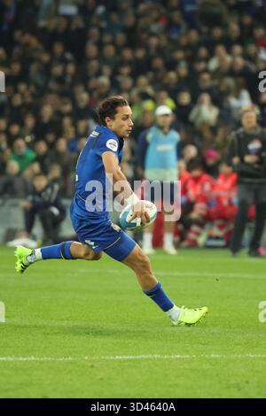 Udine, Italie. 08/11/2025, Udine, Bluenergy Stadium, QUILTER NATIONS SERIES semaine 2 : Italie vs Australie, Ange Capuozzo (Italie's Full-Back #15) crédit : Just Pictures GmbH/Alamy Live News Banque D'Images