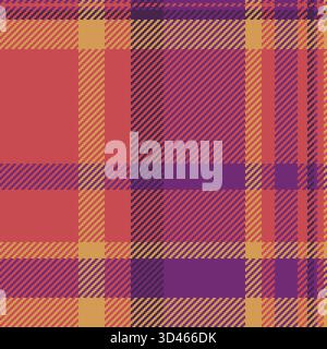 Glen check tissu tartan, texture de motif sans couture de fil. Fond vectoriel textile à carreaux de continuité dans la palette de couleurs rouge et violette. Illustration de Vecteur