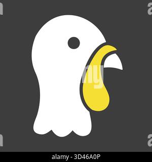 Icône de glyphe noir d'une tête d'oiseau de dinde montrant son hochet et son snood. Illustration vectorielle plate simple pour les thèmes de Thanksgiving, les étiquettes de volaille ou holi Illustration de Vecteur