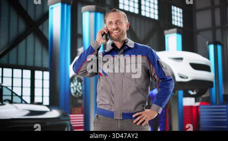 Services d'entretien et de réparation de mécaniciens mobiles disponibles - appelez dès maintenant pour réserver. Banque D'Images