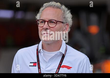 Sao Poulo, Brésil. 8 novembre 2025. Ancien pilote F1 Jacques Villeneuve (CAN) après la journée de qualification du Grand Prix F1 du Brésil à Autodromo Jose Carlos Pace crédit : action plus Sports/Alamy Live News Banque D'Images