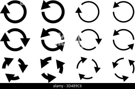 Icône de flèche circulaire définie sur fond transparent Illustration de Vecteur