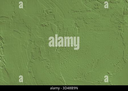 Gros plan, macro de mur en stuc texturé peint kaki avec plâtre rugueux, texture de surface en béton. Fond abstrait, toile de fond pour la conception, wallpape Banque D'Images