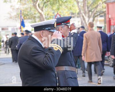 Sheerness, Kent, Royaume-Uni. 9 novembre 2025. Défilé du dimanche du souvenir à Sheerness, Kent ce matin. Crédit : James Bell/Alamy Live News Banque D'Images