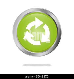 Icône du bouton Actualiser. Symbole de flèches circulaires. Emblème dégradé vert. Panneau de recyclage vectoriel. Illustration de Vecteur