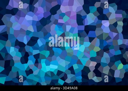 Mosaïque bleue abstraite de formes géométriques avec des tons froids et des accents violets subtils Banque D'Images