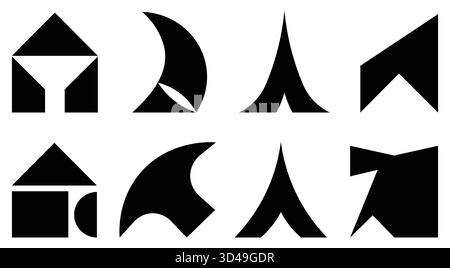 collection de formes de flèche, symboles de flèche géométrique, triangles de navigation, pointeur directionnel défini Illustration de Vecteur