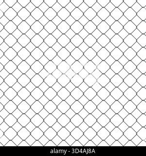 Modèle sans couture de maillon de chaîne de fil de clôture en acier, fond de grille simple. Treillis métallique de prison, texture de filet de poisson. Filet pour panier de basket-ball. Motif pour football Illustration de Vecteur