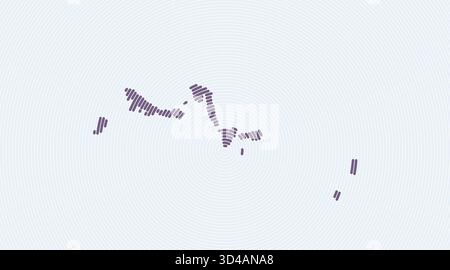 Les îles Turques et Caïques forment des anneaux. Carte du pays formée par des cercles empilés. Conception de la forme limite des îles Turques et Caïques. Illustration de Vecteur