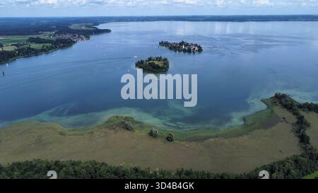 Vue aérienne de Chiemsee en Allemagne Banque D'Images