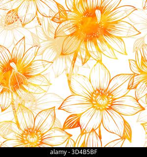 Modèle sans couture avec des fleurs d'aquarelle jaune. Dessiné à la main. Pas ai, illustration vectorielle Illustration de Vecteur