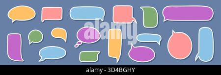 Jeu de bulles de chat autocollant dessinées à la main Illustration de Vecteur