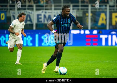 Milan, Italie. 09 novembre 2025. Marcus Thuram (FC Inter) lors du championnat italien Serie A match de football entre le FC Internazionale et le SS Lazio le 9 novembre 2025 au stade Giuseppe Meazza de Milan, Italie. Crédit : Luca Rossini/Alamy Live News crédit : Luca Rossini/Alamy Live News Banque D'Images