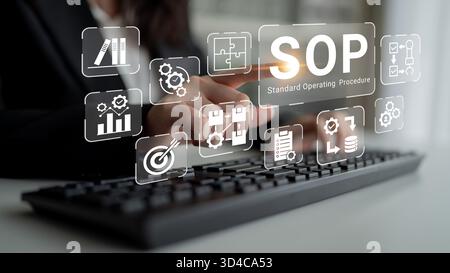 La procédure d'exploitation standard améliore l'automatisation des processus, l'efficacité du flux de travail et l'analyse de la structure opérationnelle Banque D'Images