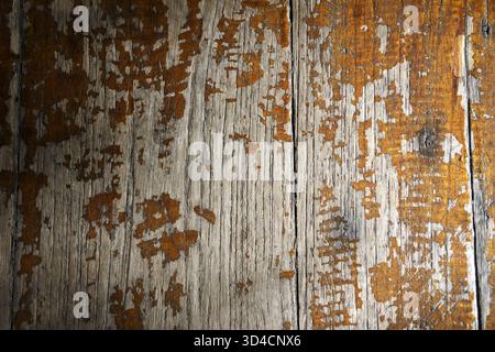 Fond de texture en bois brun rustique avec vieille surface altérée et peinture pelable. détail vieilli et vieilli crée un sentiment nostalgique et vintage fo Banque D'Images