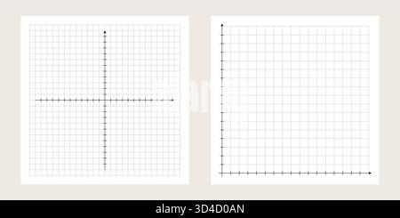 Vecteur de système de coordonnées cartésiennes vierge. Grille orthogonale bidimensionnelle avec axes X et Y. Modèle de diagramme mathématique isolé sur blanc Illustration de Vecteur