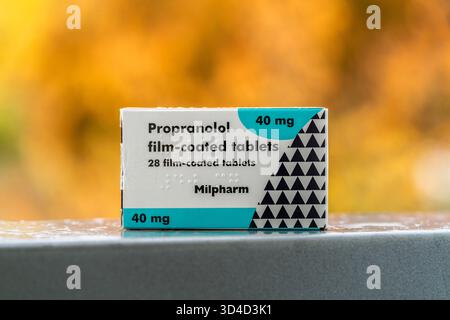 Propranolol 40mg comprimés - médicament bêta-bloquant qui est utilisé hors étiquette comme médicament anti-anxiété CECI EST Une PHOTO STOCK Banque D'Images