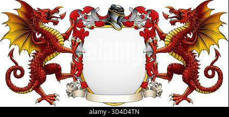 Blason héraldique de la crête du Dragon gallois Illustration de Vecteur