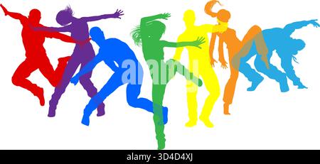 Danseurs Silhouette Street Dance pose silhouettes Illustration de Vecteur