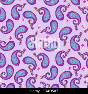 Motif cachemire floral pastel doux Illustration de Vecteur