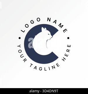 Initial C animal chat négatif espace médical clinique pour animaux de compagnie magasin adopter patte chiot logo design concept graphique créatif premium vecteur image stock top vente Illustration de Vecteur