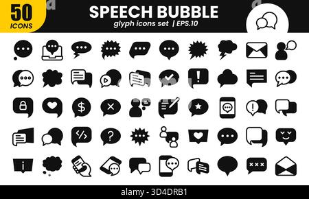 Icônes de glyphe de bulle de discours set.collection d'icônes de ligne de dégradé Web liée chat, message, parler, parler, discussion.illustration vectorielle Illustration de Vecteur
