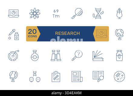 Un ensemble dynamique de 24 icônes en Thin Line, taillé sur mesure pour la recherche et adapté aux produits numériques. Illustration de Vecteur