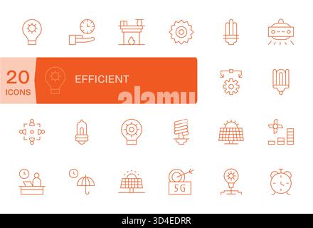 Cette collection dispose de 20 icônes Thin Line adaptées au thème efficace, idéal pour la conception numérique. Illustration de Vecteur