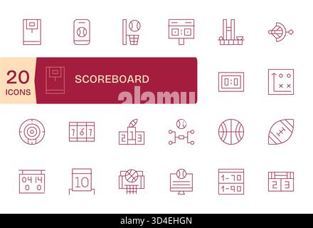 Maintenez l'alignement de la marque à l'aide de 20 icônes Thin Line inspirées du tableau de bord, cohérentes et ordonnées. Illustration de Vecteur