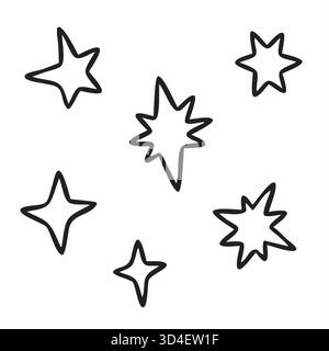 Étoiles asymétriques vectorielles non IA. Ensemble d'étoiles asymétriques stylisées isolées sur fond blanc. Illustration de Vecteur