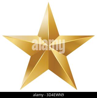 Étoile d'or 3D facettée avec Diamond Cut texture géométrique réaliste isolé Illustration de Vecteur