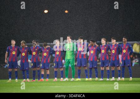 Vigo, Espagne. 10 novembre 2025. L'équipe du FC Barcelone lors du match de la Liga 2025-2026, date 12 entre le RC Celta et le FC Barcelone a joué au stade Abanca Balaidos le 09 novembre 2025 à Vigo, Espagne. (Photo de Pedro Mina/PRESSIN) crédit : PRESSINPHOTO SPORT AGENCY/Alamy Live News Banque D'Images