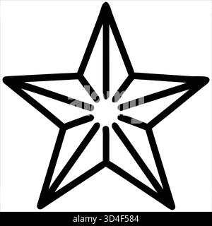 Icône d'étoile de Noël minimaliste - Design vectoriel plat, étoile à cinq branches dorée avec des lignes épurées, décoration festive moderne sur fond blanc Illustration de Vecteur