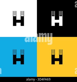 lettre h motif livre noir moderne Illustration de Vecteur