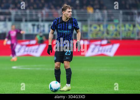 Nicolo Barella du FC Internazionale vu en action lors du match de football de Serie A 2025/26 entre le FC Internazionale et le SS Lazio au stade San Siro de Milan Banque D'Images